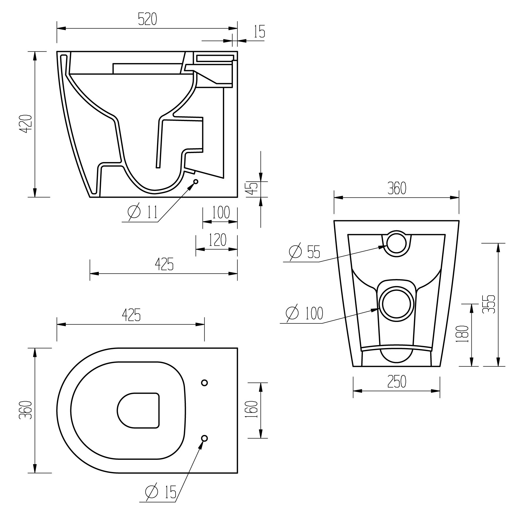 Astraine Rimless Back To Wall WC & Soft Close Seat, Toilets - Image 3