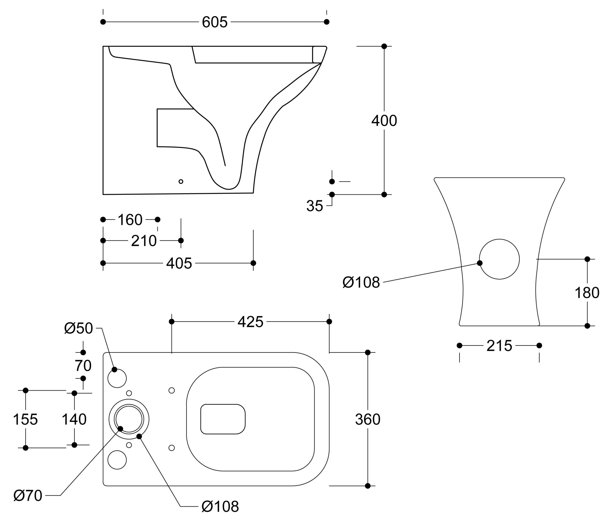 Sylisse Short Projection Close Coupled Fully Shrouded WC & Slim Soft Close Seat, Toilets