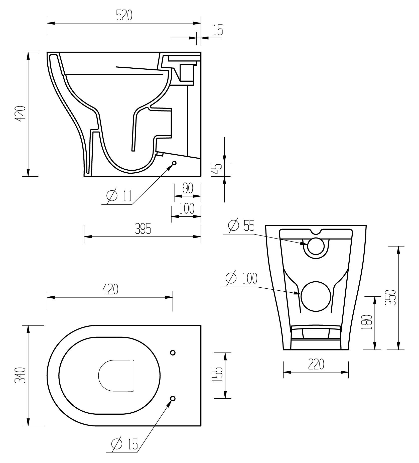 Syline Rimless Back To Wall WC & Soft Close Seat, Toilets - Image 2