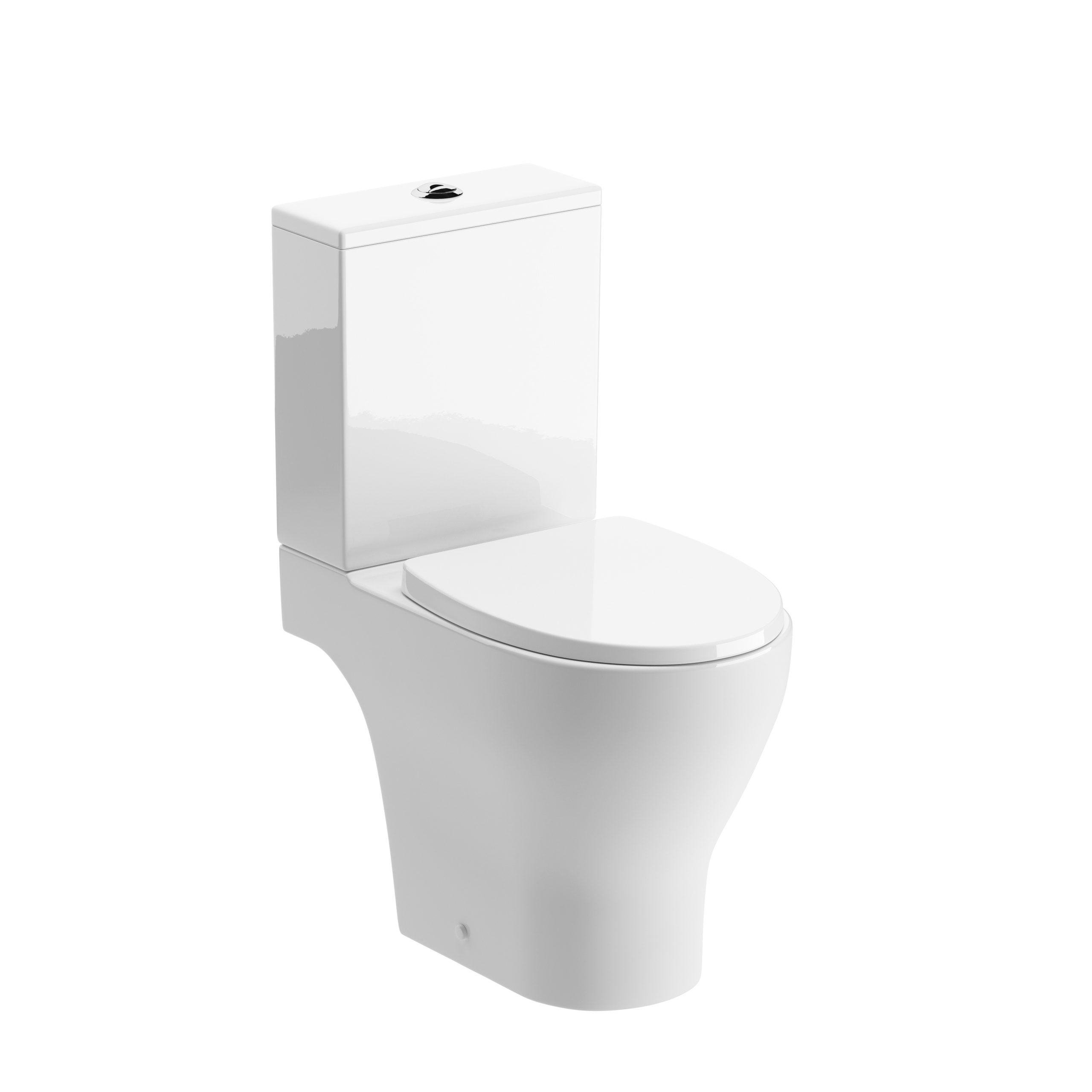 Syline Rimless Short Projection Close Coupled Open Back WC & Soft Close Seat, Toilets