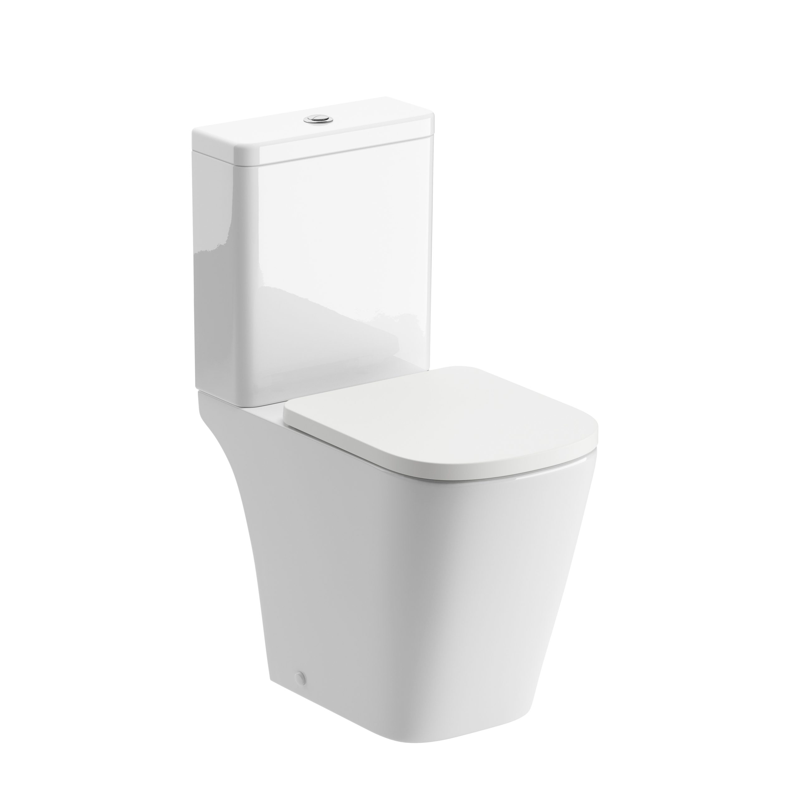 Veraine Rimless Close Coupled Open Back Comfort Height WC & Soft Close Seat, Toilets