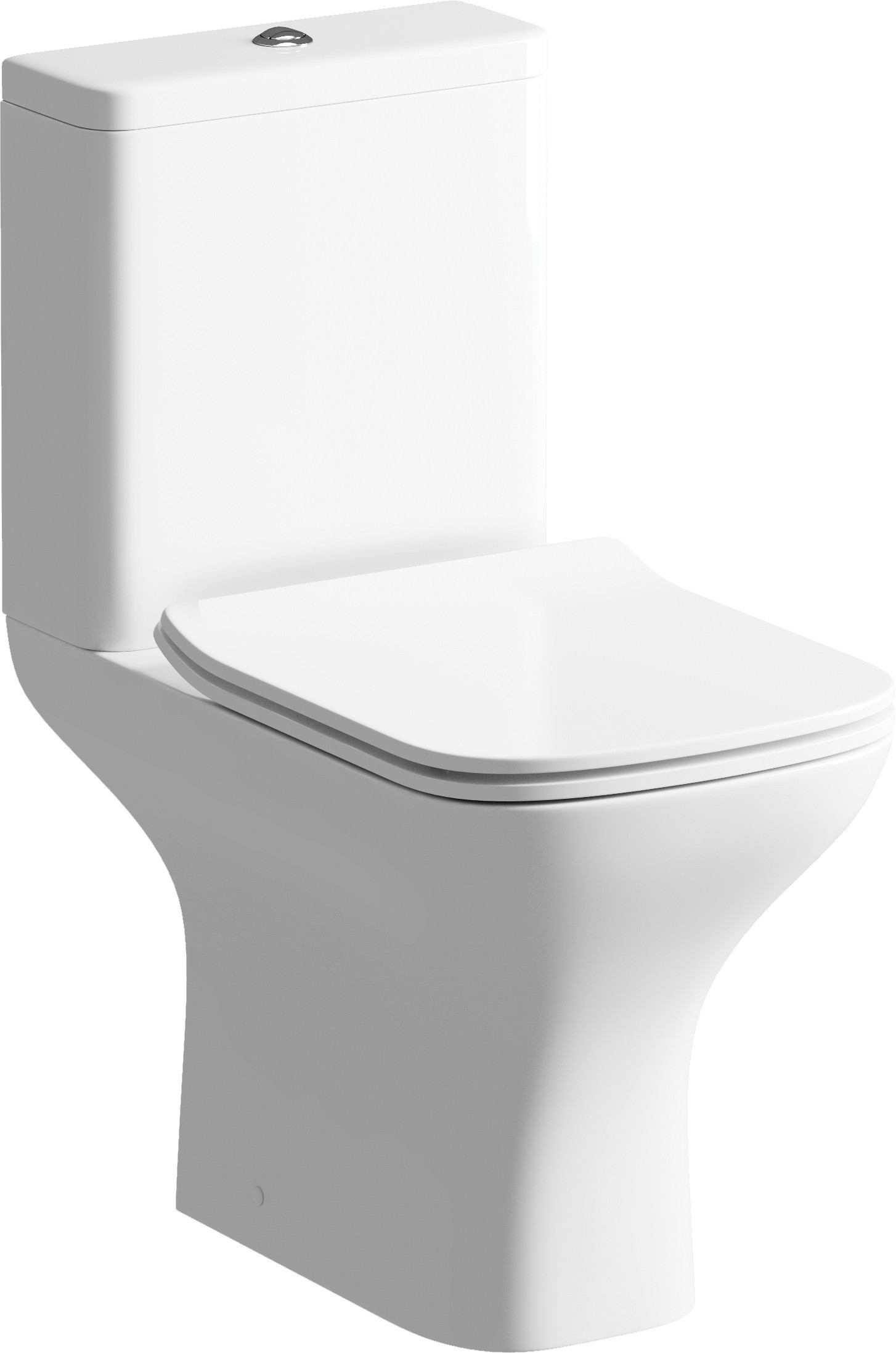 Sylisse Rimless Comfort Height Close Coupled Open Back WC & Slim Soft Close Seat, Toilets