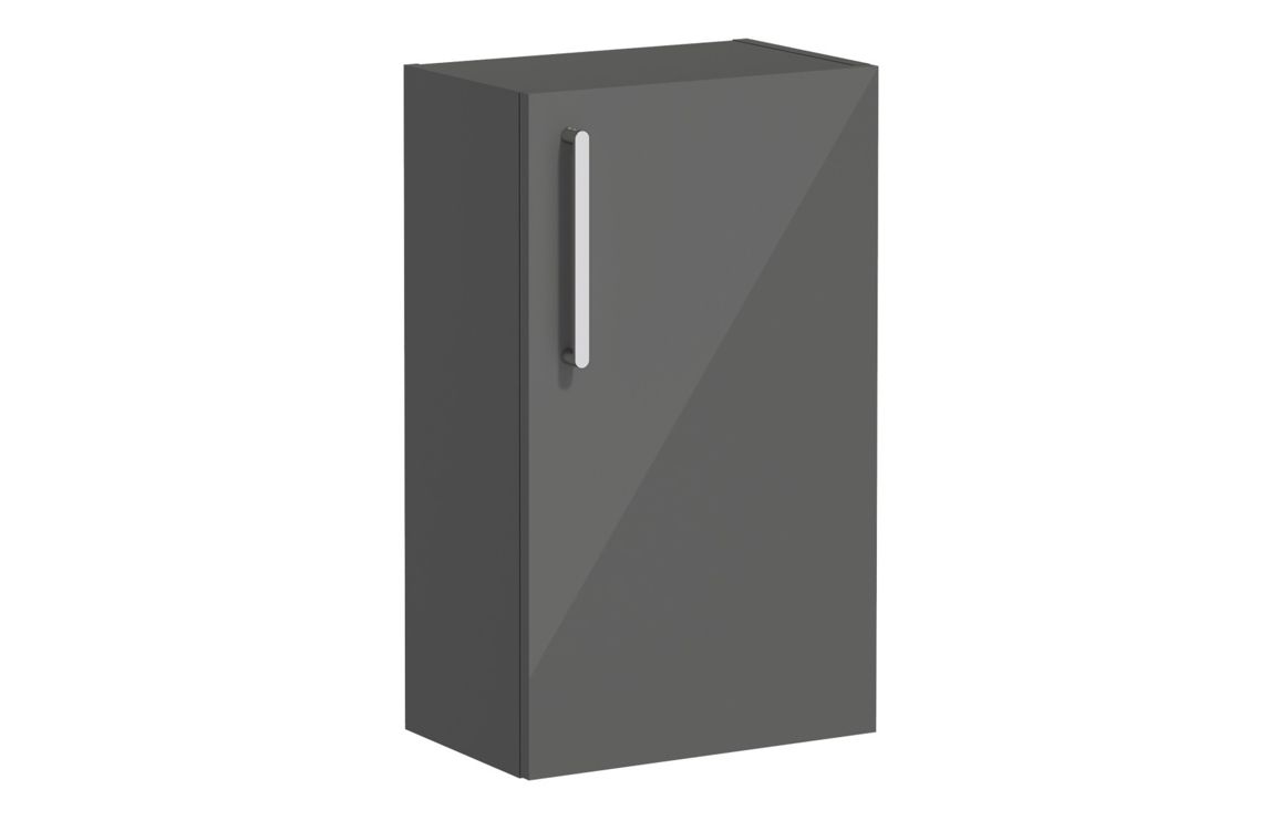 VitrA Root Flat 40cm 1 Door Slim Lower/Base Unit (RH Hinge) - Anthracite High Gloss,Furniture