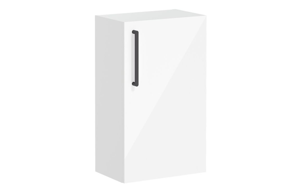 VitrA Root Flat 40cm 1 Door Slim Lower/Base Unit (RH Hinge) - High Gloss White,Furniture
