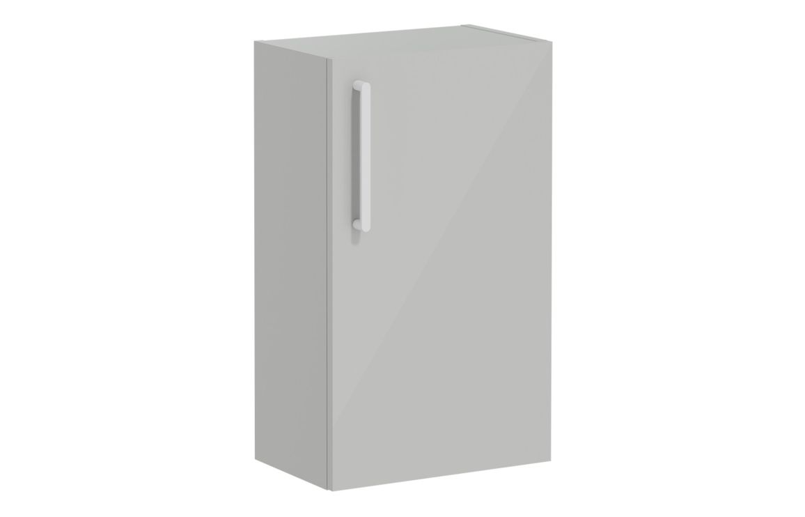 VitrA Root Flat 40cm 1 Door Slim Lower/Base Unit (RH Hinge) - Shiny Pearl Grey,Furniture
