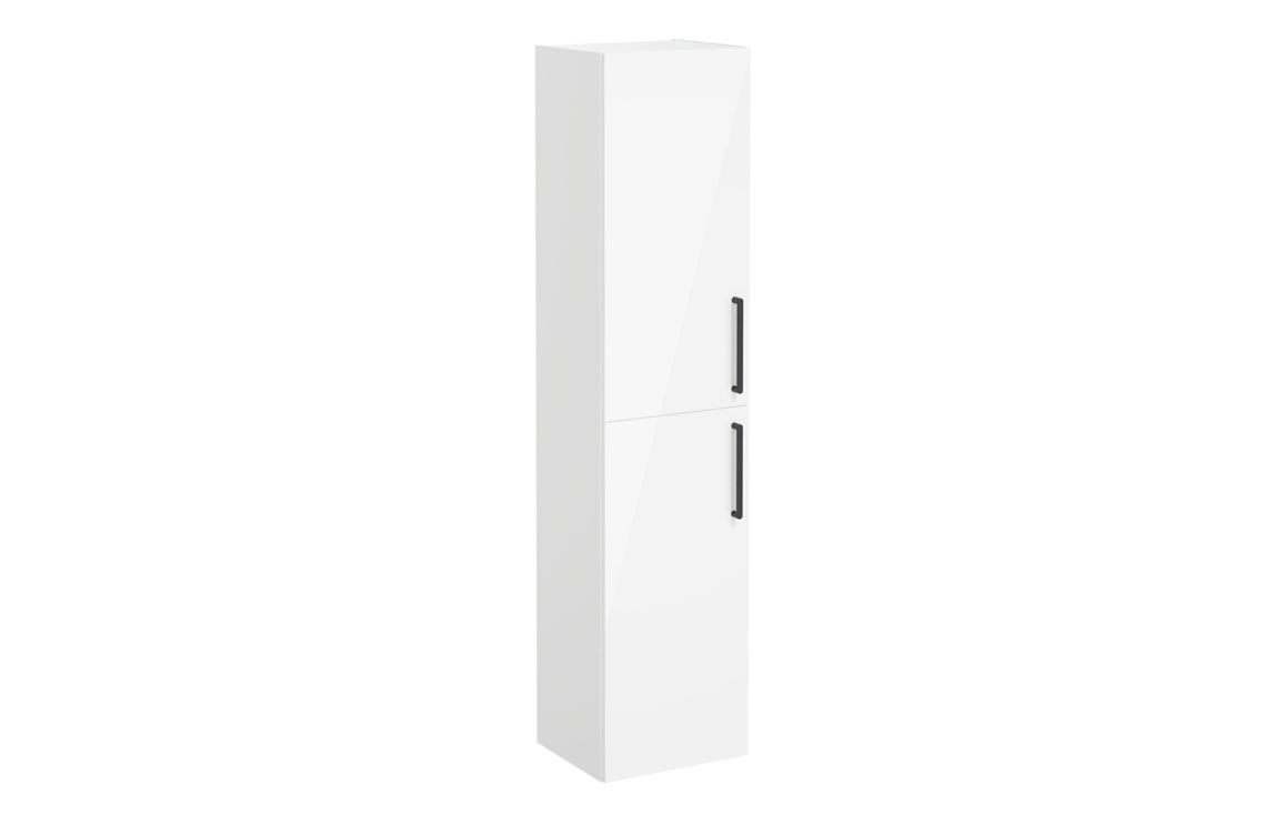 VitrA Root Flat 40cm 2 Door Tall Unit (LH Hinge) - High Gloss White,Furniture