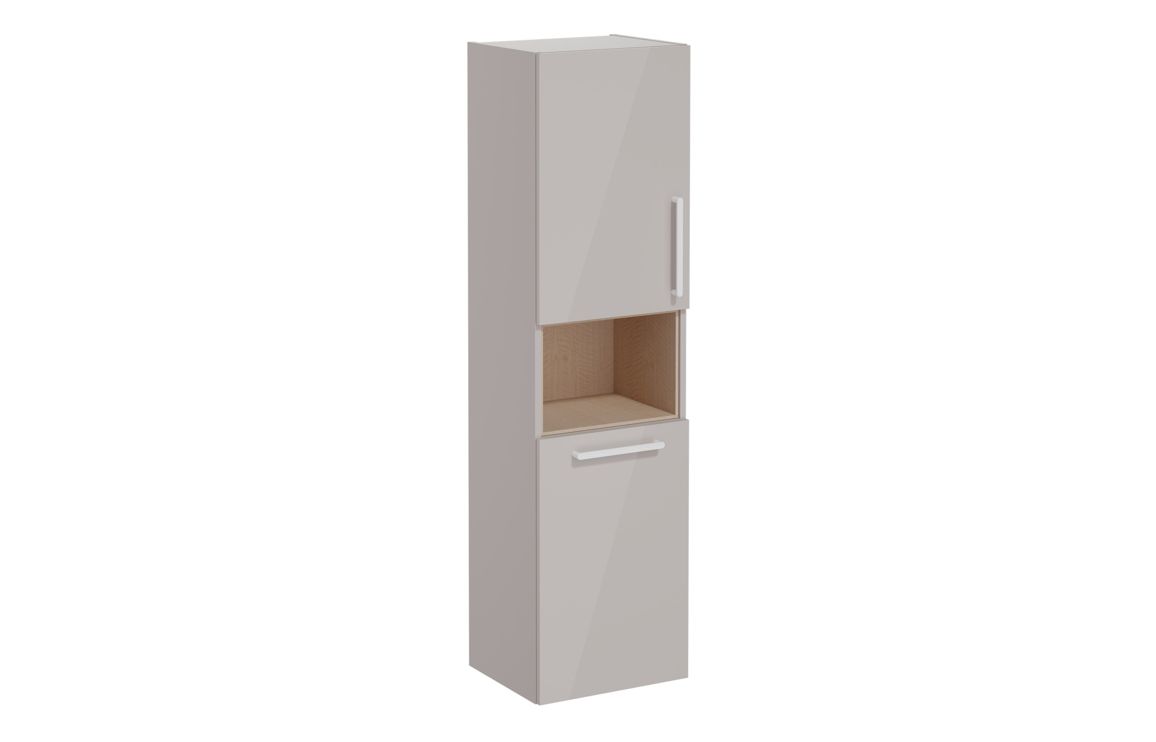 VitrA Root Flat 40cm 2 Door Semi-Tall Unit w/Laundry Basket (LH Hinge) - Bright Sahara Beige,Furniture