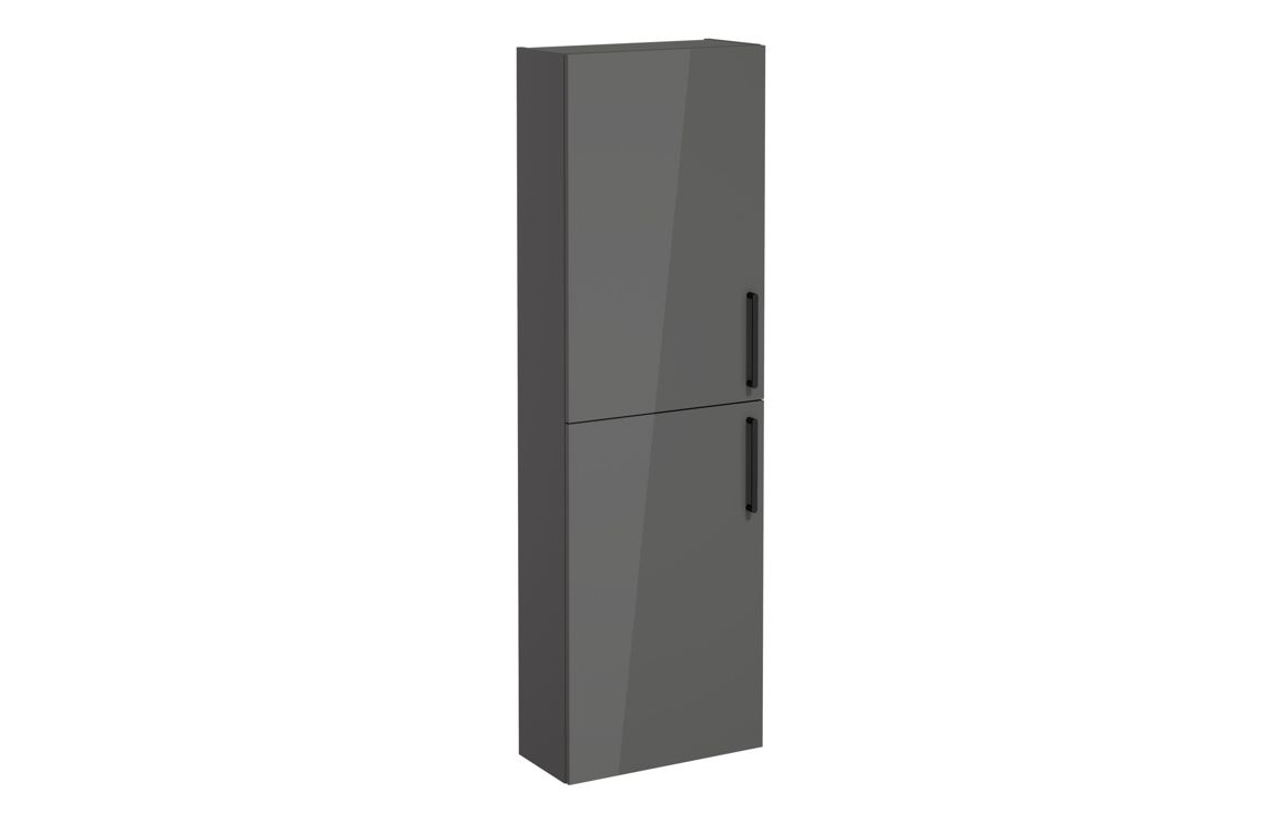 VitrA Root Flat 55cm 2 Door Slim Tall Unit (LH Hinge) - Anthracite High Gloss,Furniture