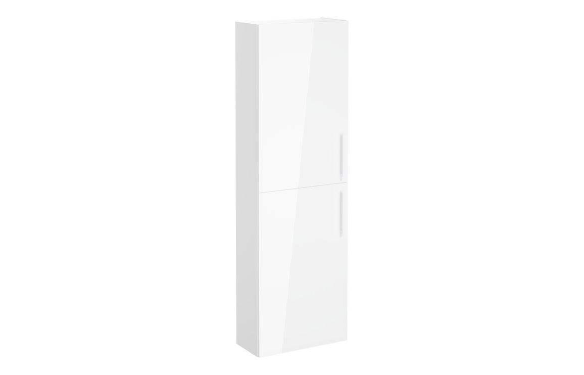 VitrA Root Flat 55cm 2 Door Slim Tall Unit (LH Hinge) - High Gloss White,Furniture