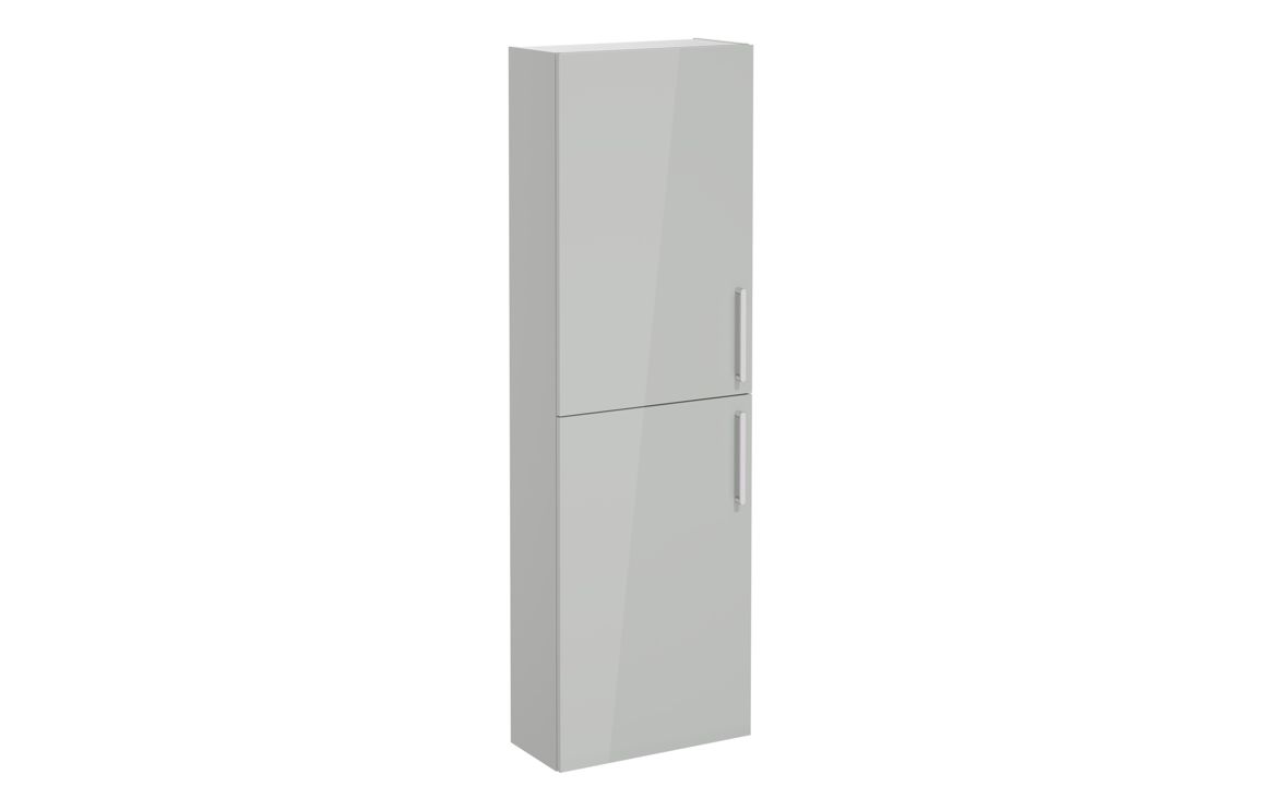 VitrA Root Flat 55cm 2 Door Slim Tall Unit (LH Hinge) - Shiny Pearl Grey,Furniture