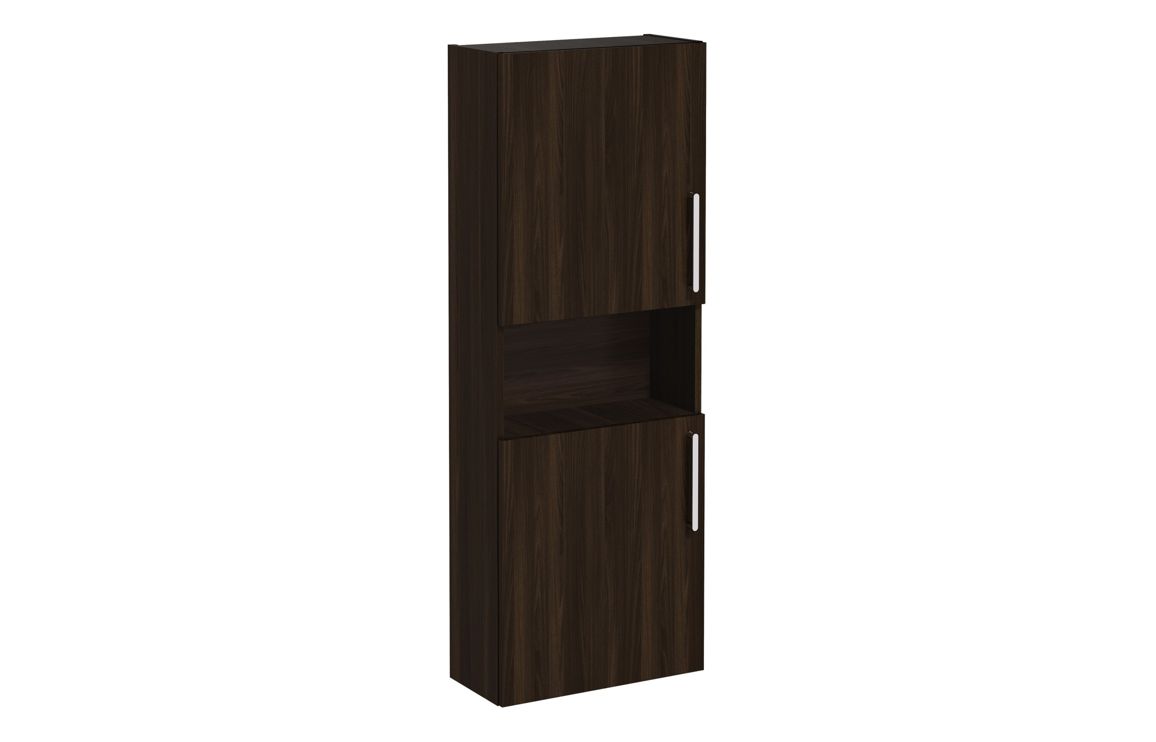 VitrA Root Flat 55cm 2 Door Semi-Tall Unit (LH Hinge) - Walnut,Furniture