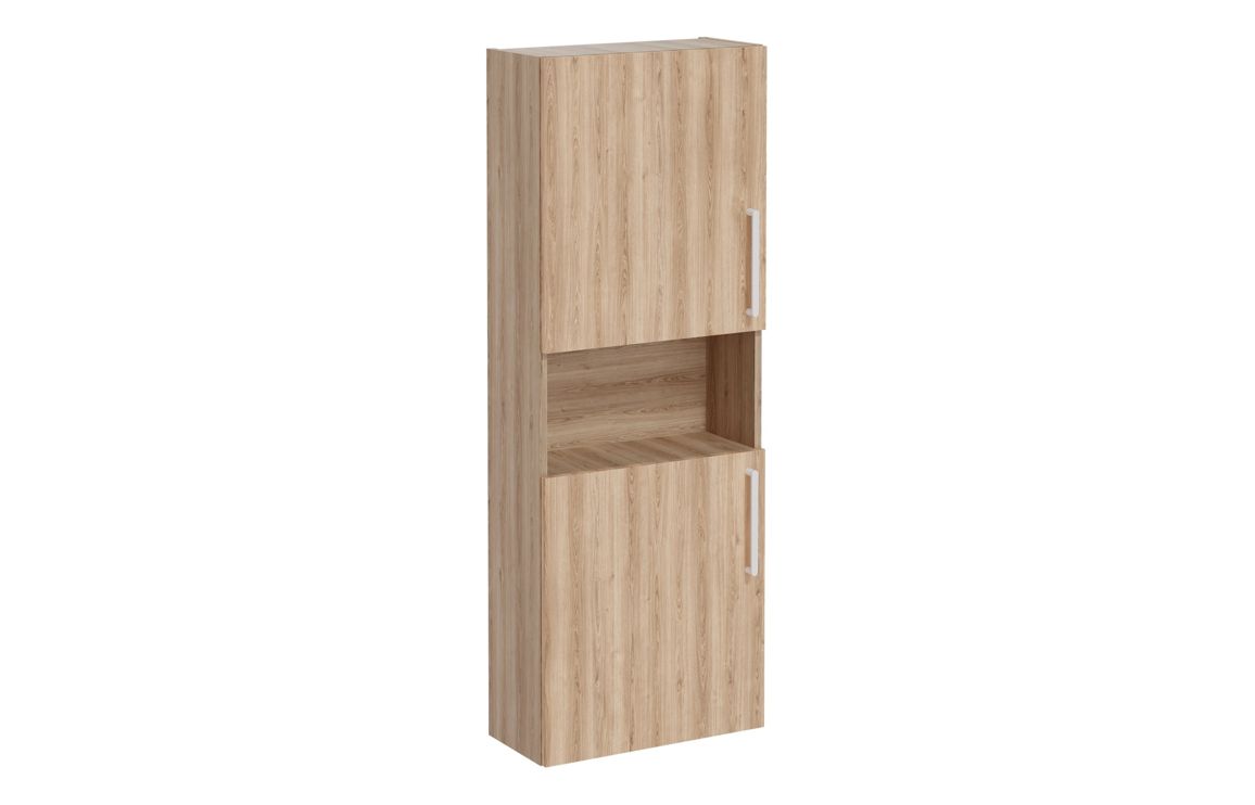 VitrA Root Flat 55cm 2 Door Semi-Tall Unit (LH Hinge) - Natural Oak,Furniture