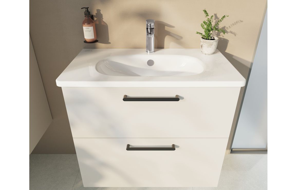 VitrA Zentrum 80cm 2 Drawer W/H Washbasin Unit - High Gloss White,Furniture - Image 5
