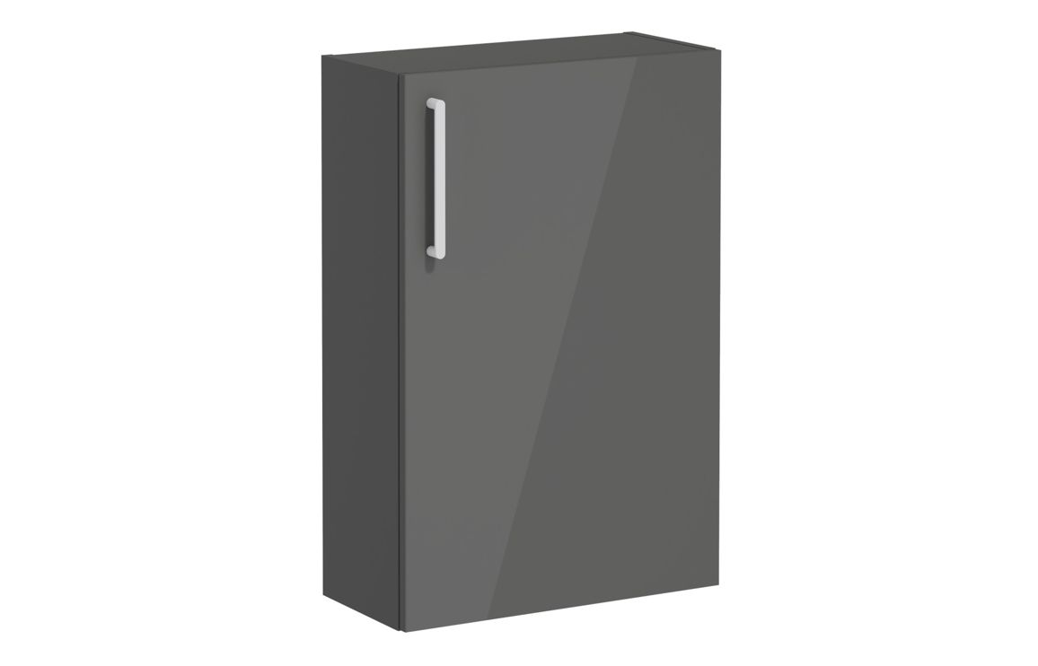 VitrA Root Flat 55cm 1 Door Slim Lower/Base Unit (RH Hinge) - Anthracite High Gloss,Furniture