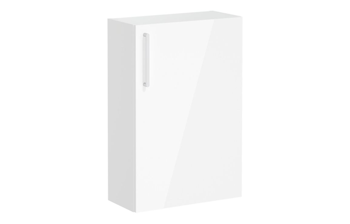 VitrA Root Flat 55cm 1 Door Slim Lower/Base Unit (RH Hinge) - High Gloss White,Furniture