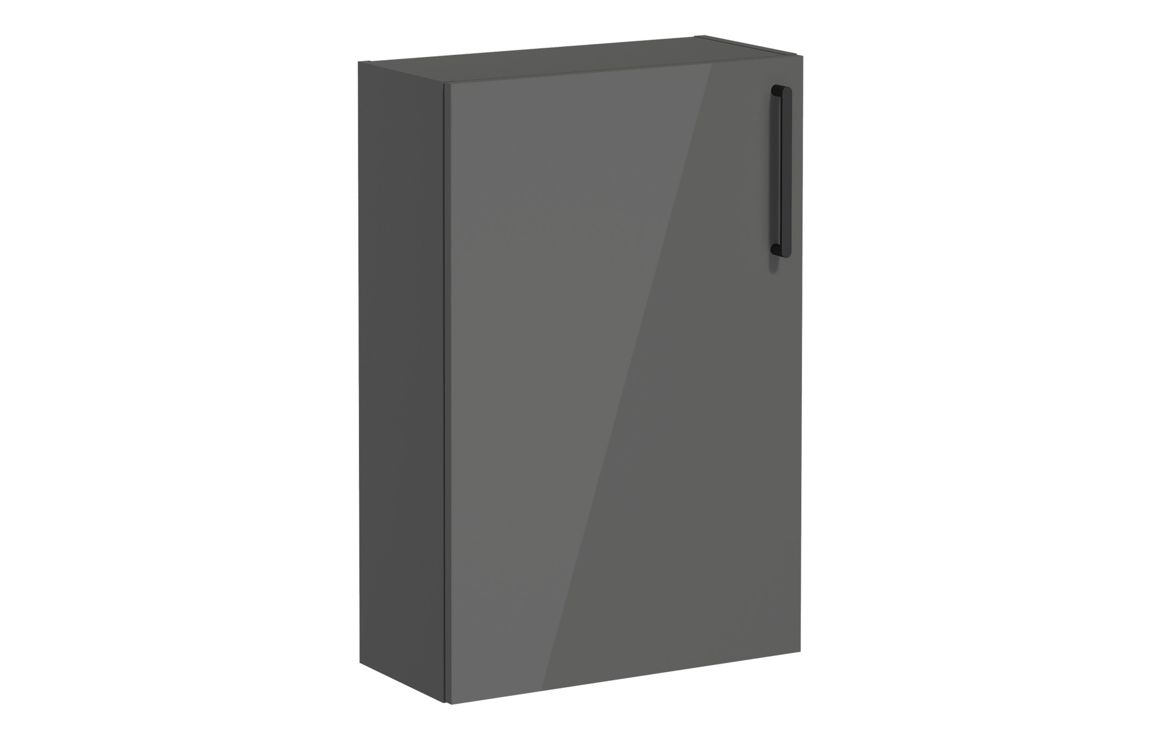 VitrA Root Flat 55cm 1 Door Slim Lower/Base Unit (LH Hinge) - Anthracite High Gloss,Furniture