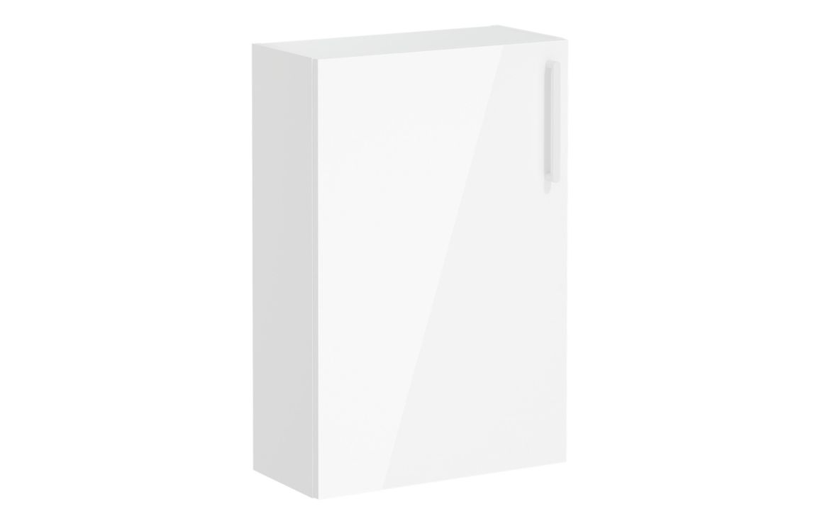 VitrA Root Flat 55cm 1 Door Slim Lower/Base Unit (LH Hinge) - High Gloss White,Furniture