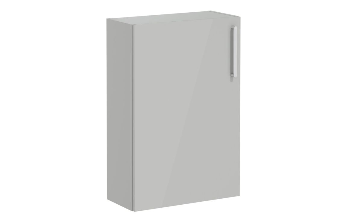VitrA Root Flat 55cm 1 Door Slim Lower/Base Unit (LH Hinge) - Shiny Pearl Grey,Furniture
