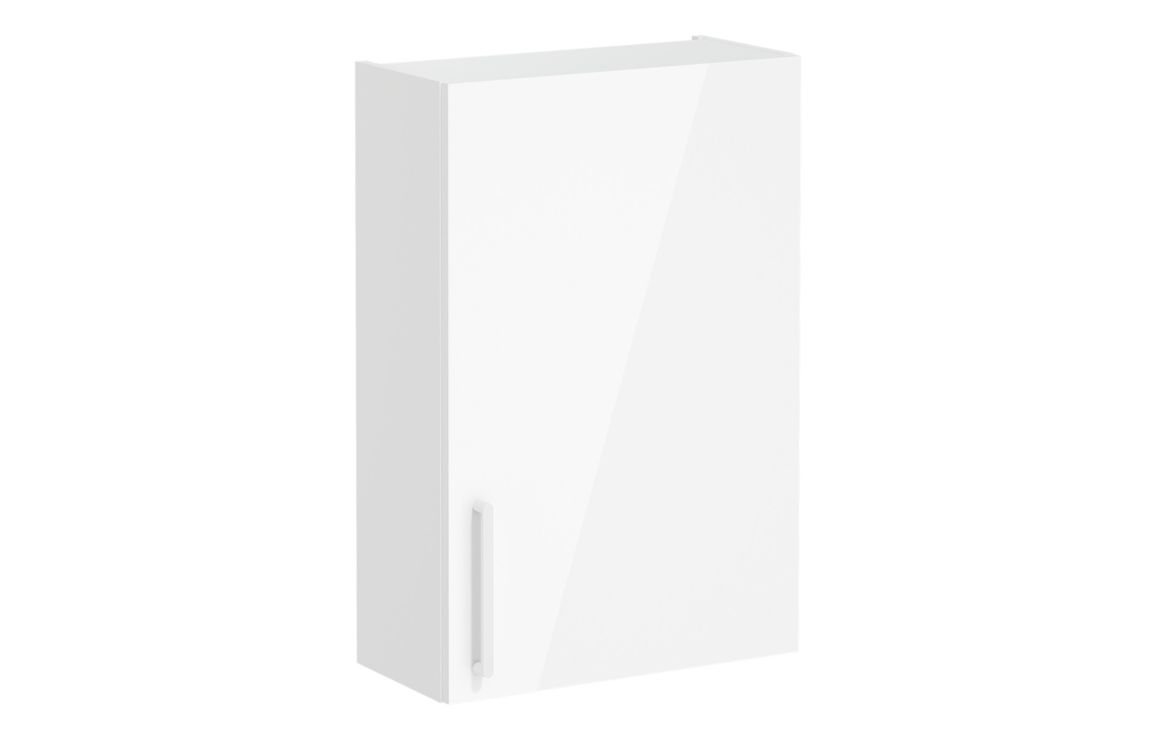 VitrA Root Flat 60cm 1 Door Upper/Wall Unit (RH Hinge) - High Gloss White,Furniture
