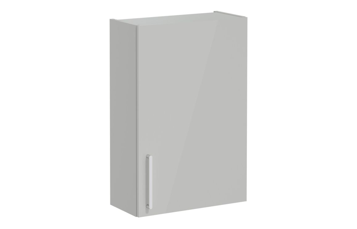 VitrA Root Flat 60cm 1 Door Upper/Wall Unit (RH Hinge) - Shiny Pearl Grey,Furniture