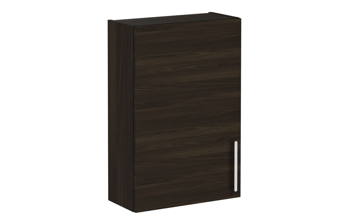 VitrA Root Flat 60cm 1 Door Upper/Wall Unit (LH Hinge) - Walnut,Furniture