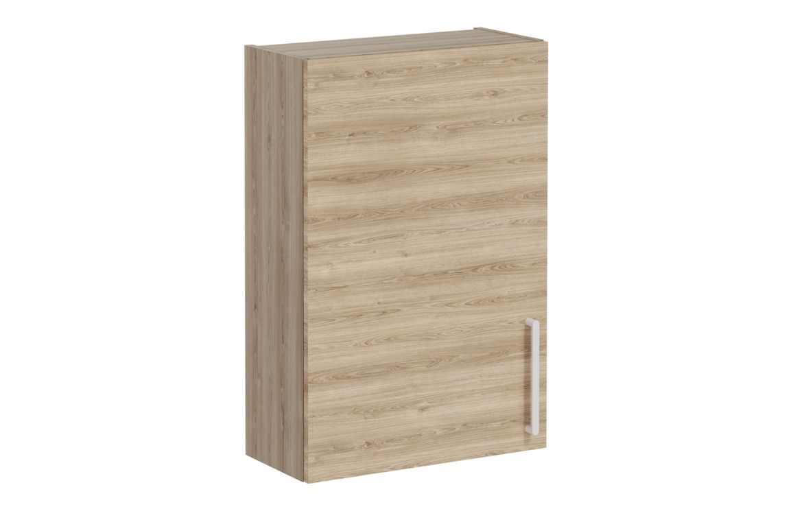 VitrA Root Flat 60cm 1 Door Upper/Wall Unit (LH Hinge) - Natural Oak,Furniture