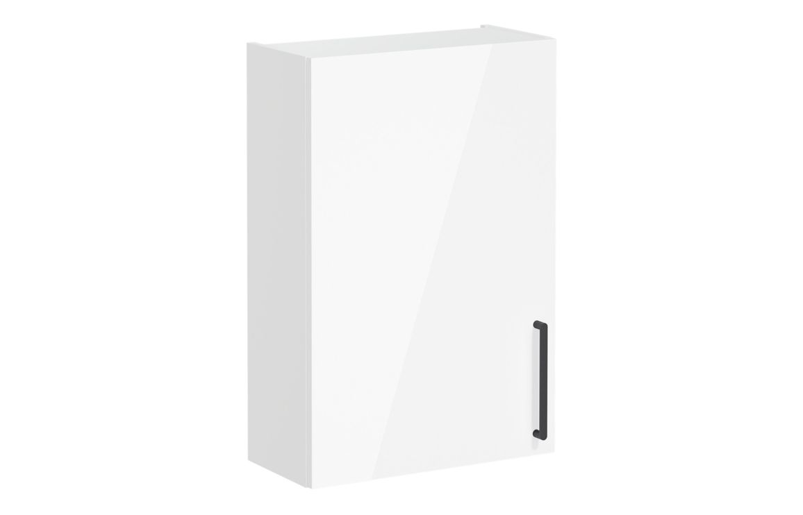 VitrA Root Flat 60cm 1 Door Upper/Wall Unit (LH Hinge) - High Gloss White,Furniture