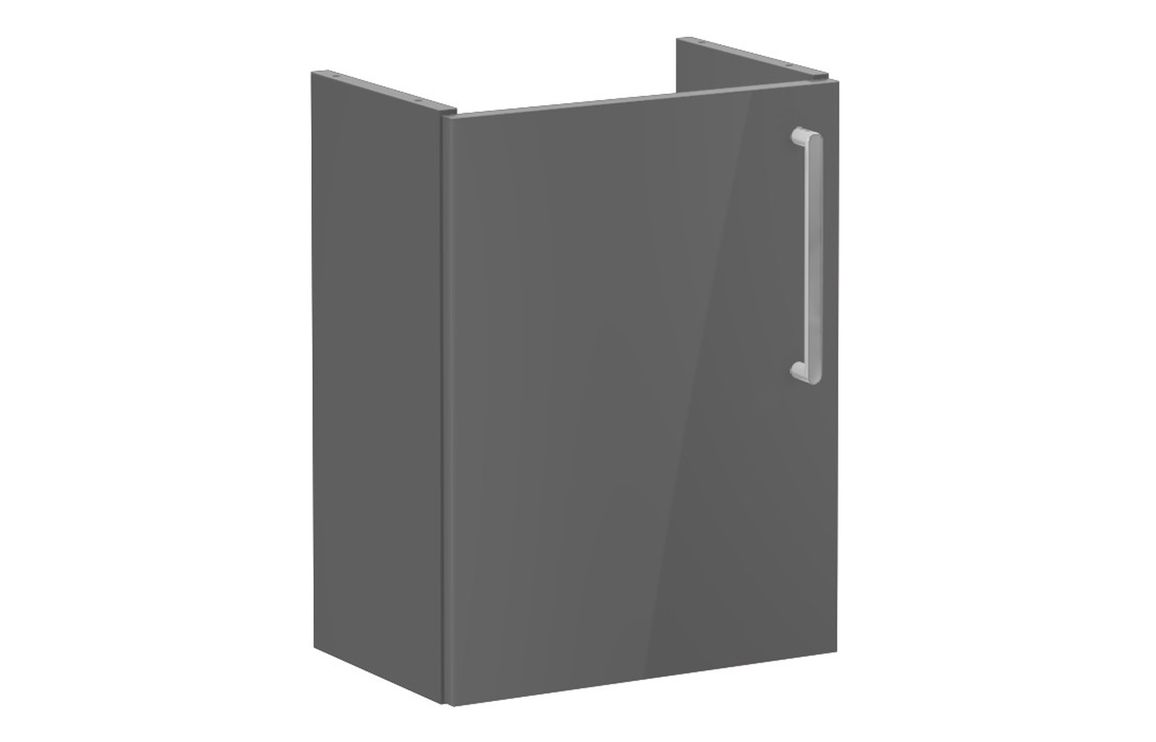 VitrA Root Flat 40cm 1 Door Wall Hung Slim Washbasin Unit (LH Hinge) - Anthracite High Gloss,Furniture