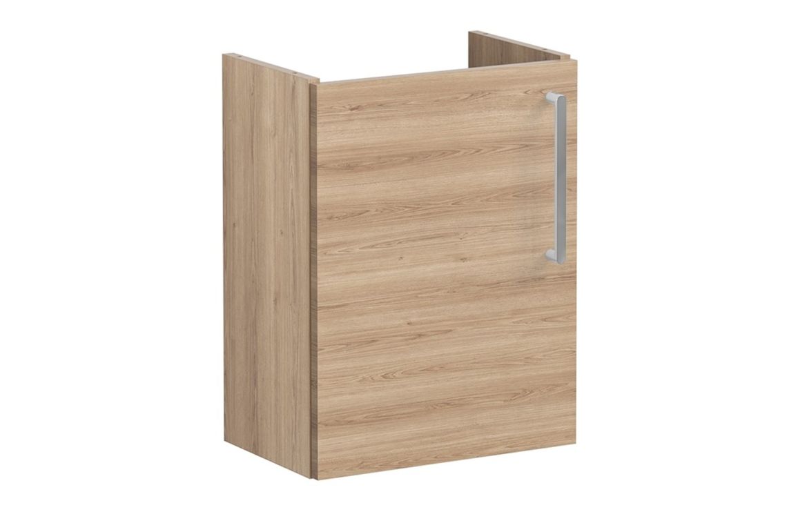VitrA Root Flat 40cm 1 Door Wall Hung Slim Washbasin Unit (LH Hinge) - Natural Oak,Furniture