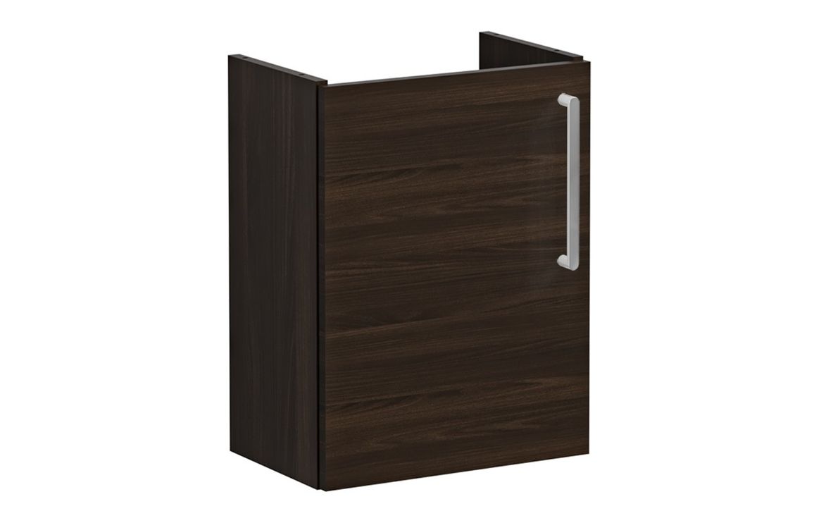 VitrA Root Flat 40cm 1 Door Wall Hung Slim Washbasin Unit (LH Hinge) - Walnut,Furniture