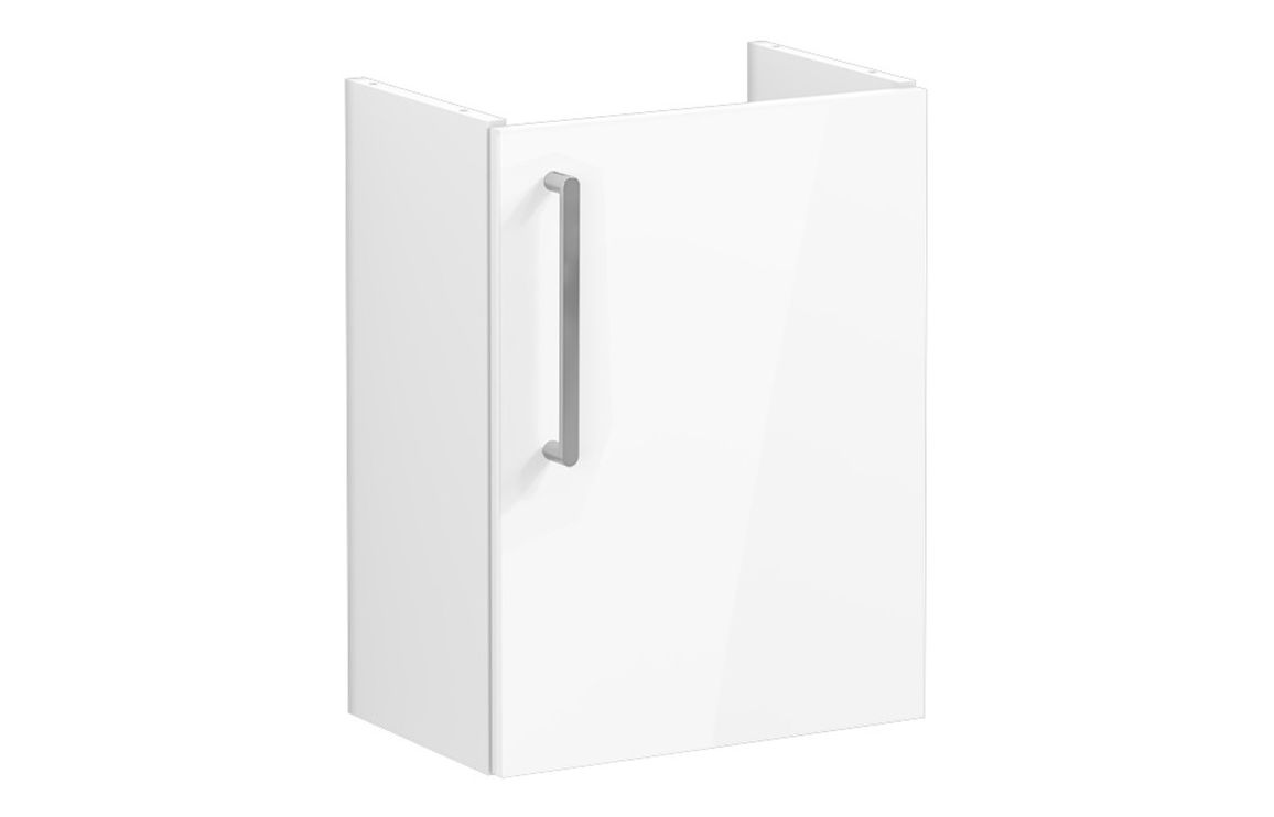 VitrA Root Flat 40cm 1 Door Wall Hung Slim Washbasin Unit (RH Hinge) - High Gloss White,Furniture
