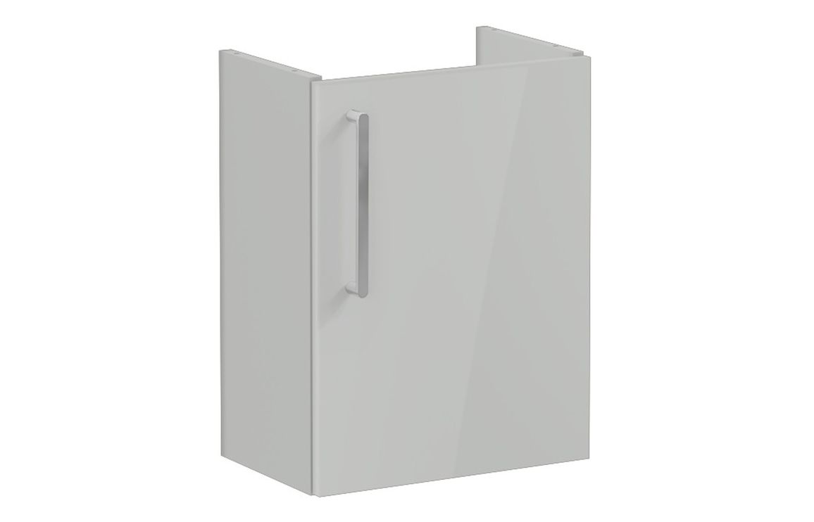 VitrA Root Flat 40cm 1 Door Wall Hung Slim Washbasin Unit (RH Hinge) - Shiny Pearl Grey,Furniture