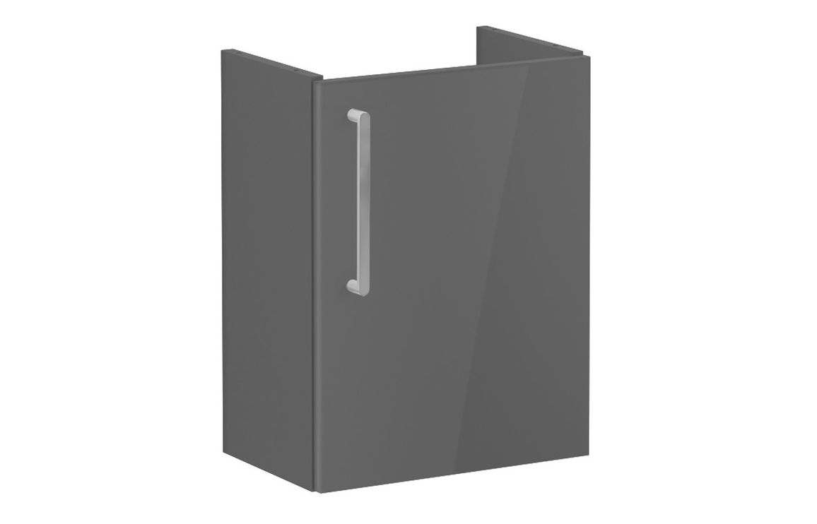 VitrA Root Flat 40cm 1 Door Wall Hung Slim Washbasin Unit (RH Hinge) - Anthracite High Gloss,Furniture