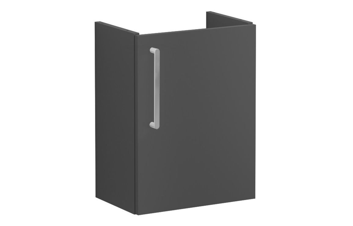 VitrA Root Flat 40cm 1 Door Wall Hung Slim Washbasin Unit (RH Hinge) - Matt Storm Grey,Furniture