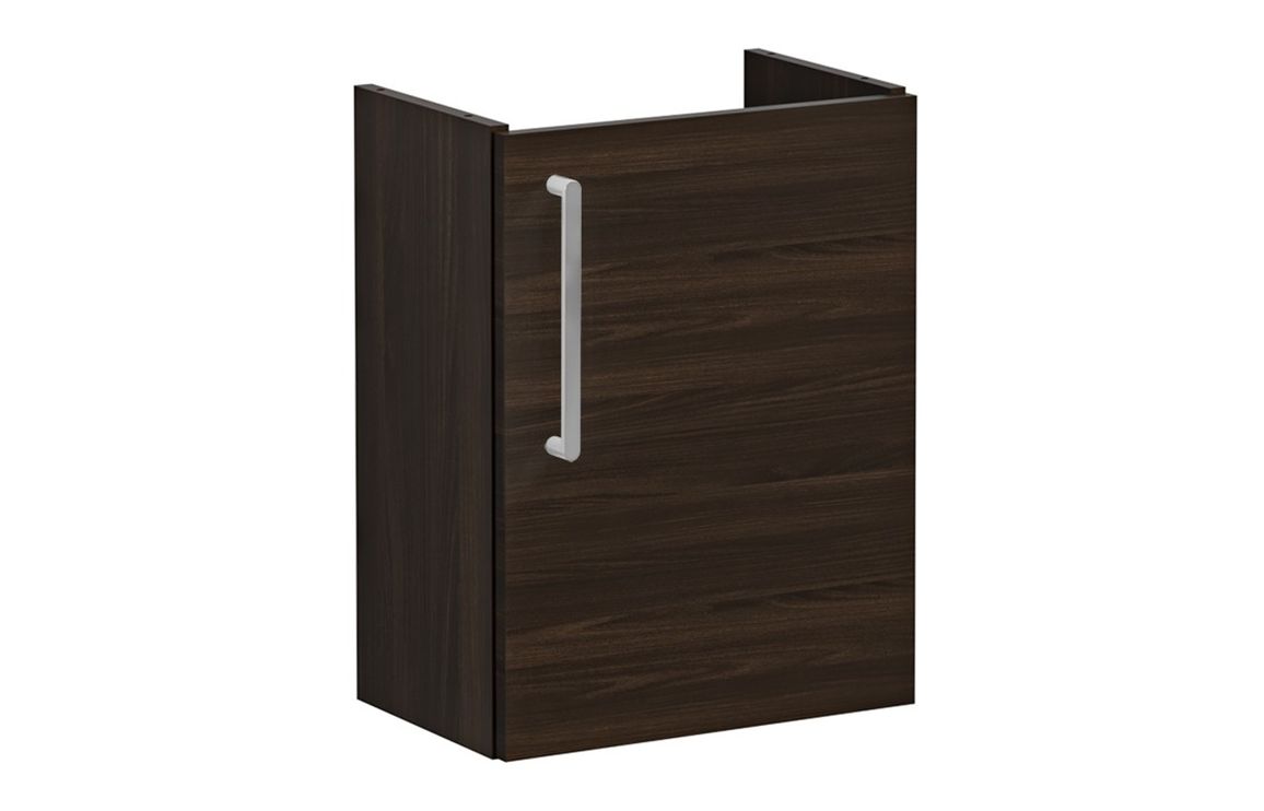 VitrA Root Flat 40cm 1 Door Wall Hung Slim Washbasin Unit (RH Hinge) - Walnut,Furniture