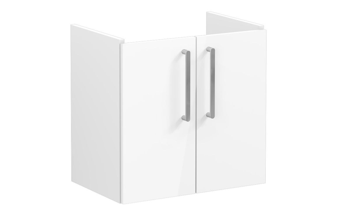 VitrA Root Flat 60cm 2 Door Wall Hung Slim Washbasin Unit - High Gloss White,Furniture
