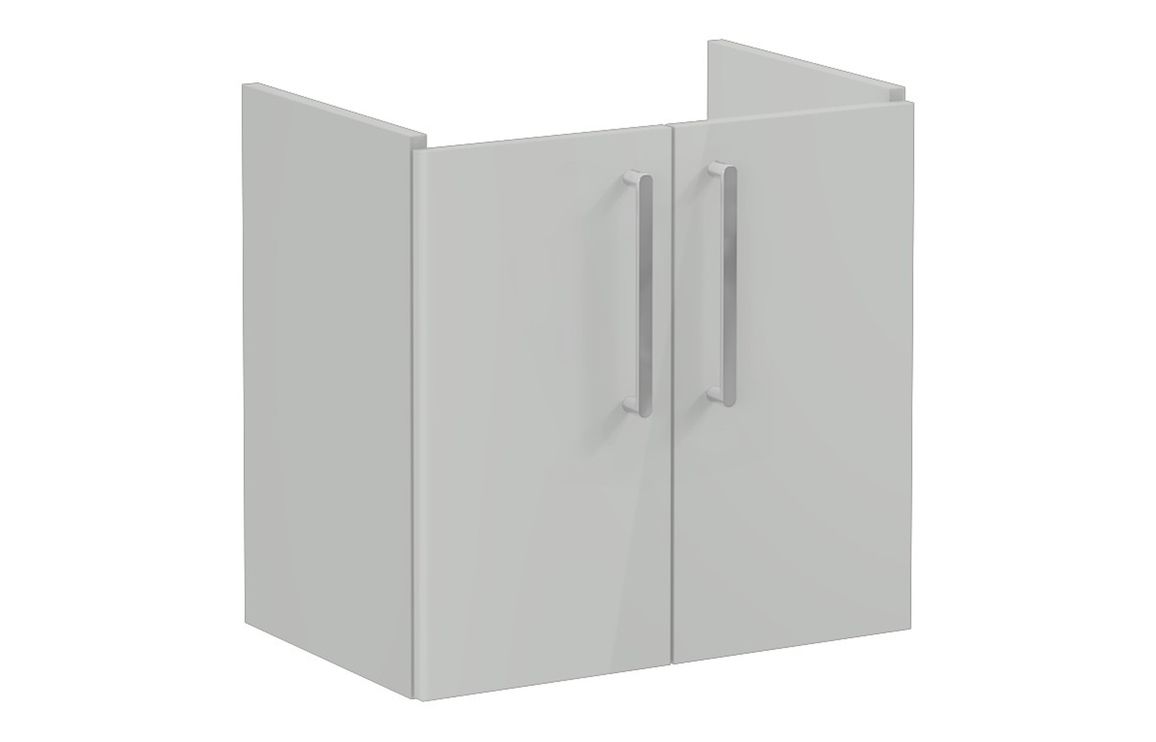 VitrA Root Flat 60cm 2 Door Wall Hung Slim Washbasin Unit - Shiny Pearl Grey,Furniture