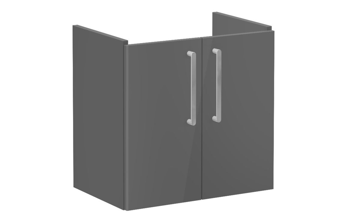 VitrA Root Flat 60cm 2 Door Wall Hung Slim Washbasin Unit - Anthracite High Gloss,Furniture