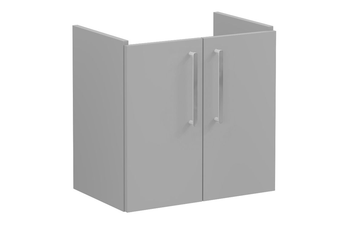 VitrA Root Flat 60cm 2 Door Wall Hung Slim Washbasin Unit - Matt Rock Grey,Furniture