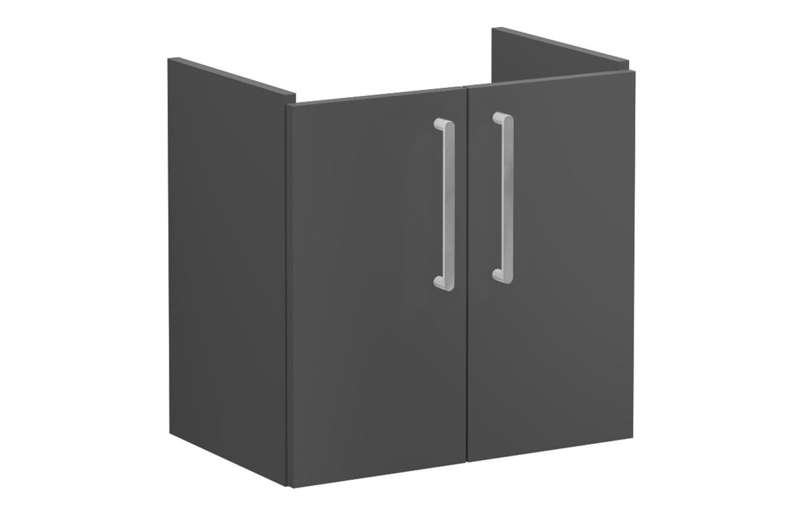 VitrA Root Flat 60cm 2 Door Wall Hung Slim Washbasin Unit - Matt Storm Grey,Furniture