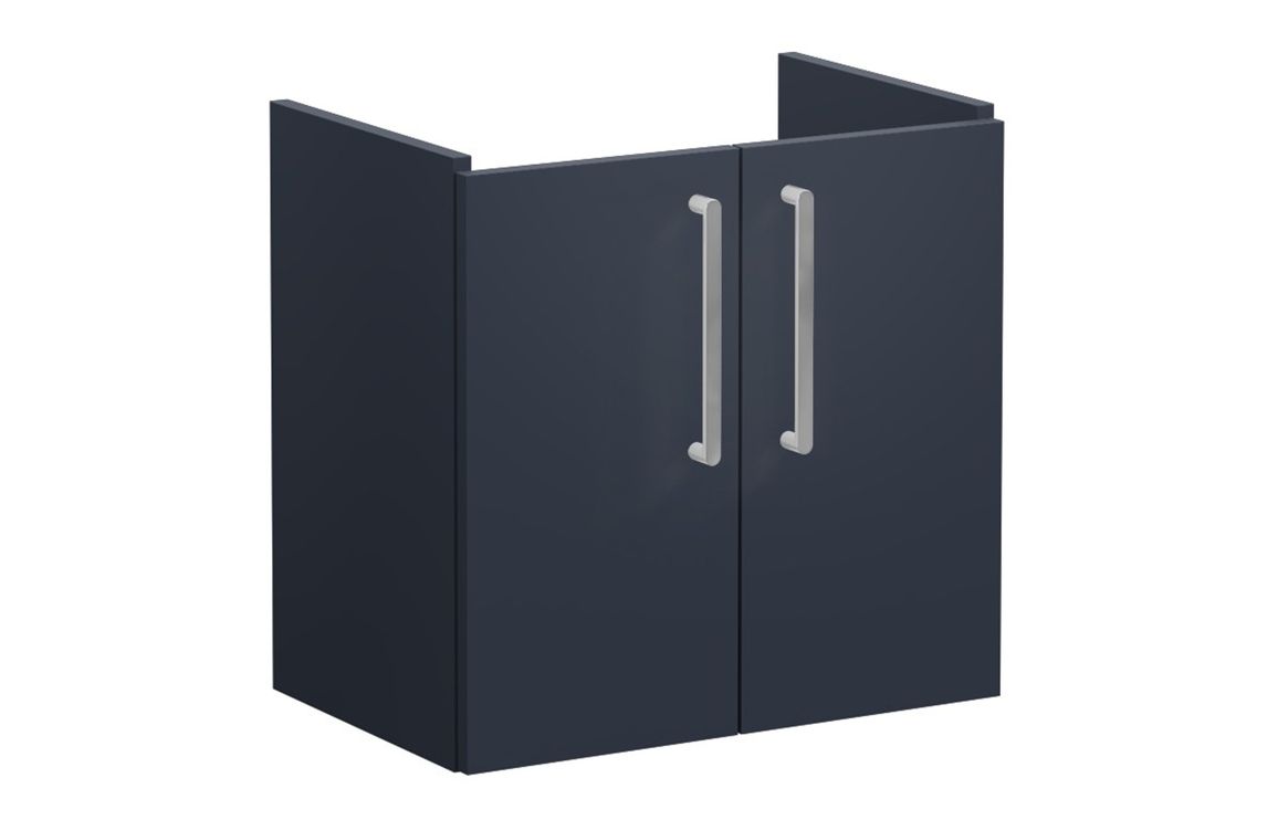 VitrA Root Flat 60cm 2 Door Wall Hung Slim Washbasin Unit - Matt Dark Blue,Furniture