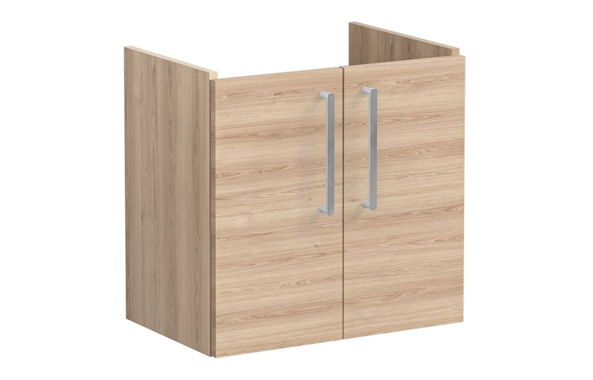 VitrA Root Flat 60cm 2 Door Wall Hung Slim Washbasin Unit - Natural Oak,Furniture