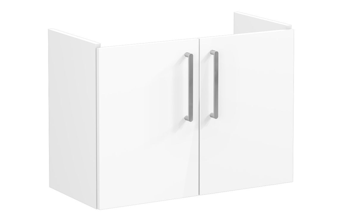 VitrA Root Flat 80cm 2 Door Wall Hung Slim Washbasin Unit - High Gloss White,Furniture