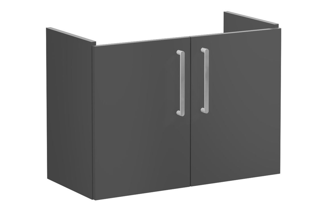 VitrA Root Flat 80cm 2 Door Wall Hung Slim Washbasin Unit - Matt Storm Grey,Furniture