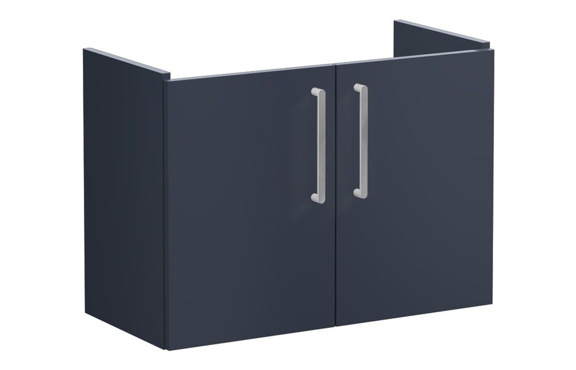 VitrA Root Flat 80cm 2 Door Wall Hung Slim Washbasin Unit - Matt Dark Blue,Furniture
