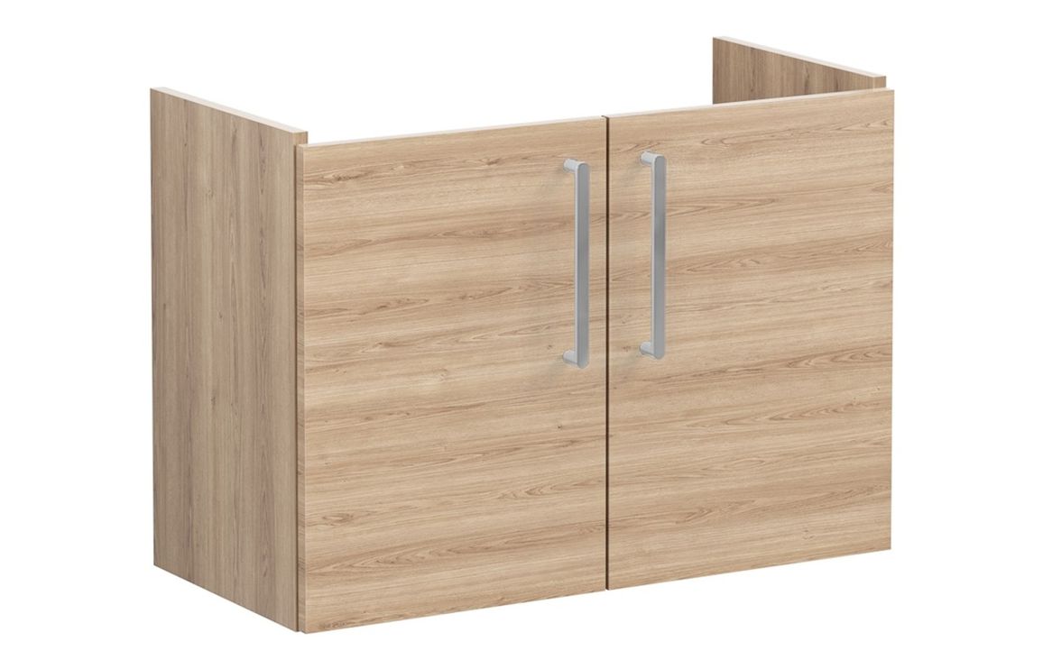 VitrA Root Flat 80cm 2 Door Wall Hung Slim Washbasin Unit - Natural Oak,Furniture