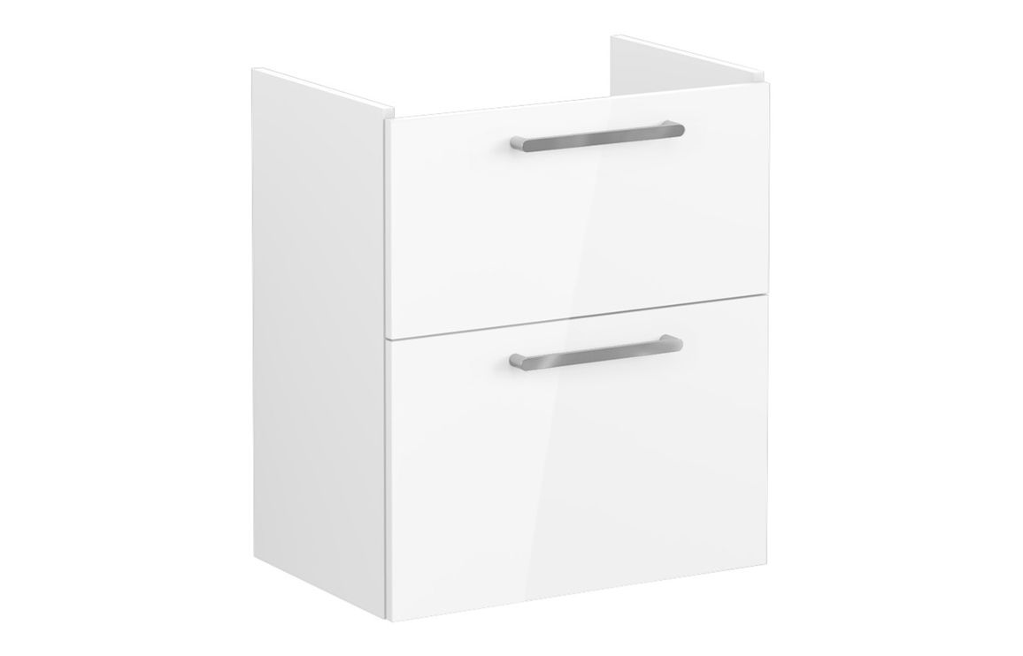 VitrA Root Flat 60cm 2 Drawer Slim Washbasin Unit - High Gloss White,Furniture