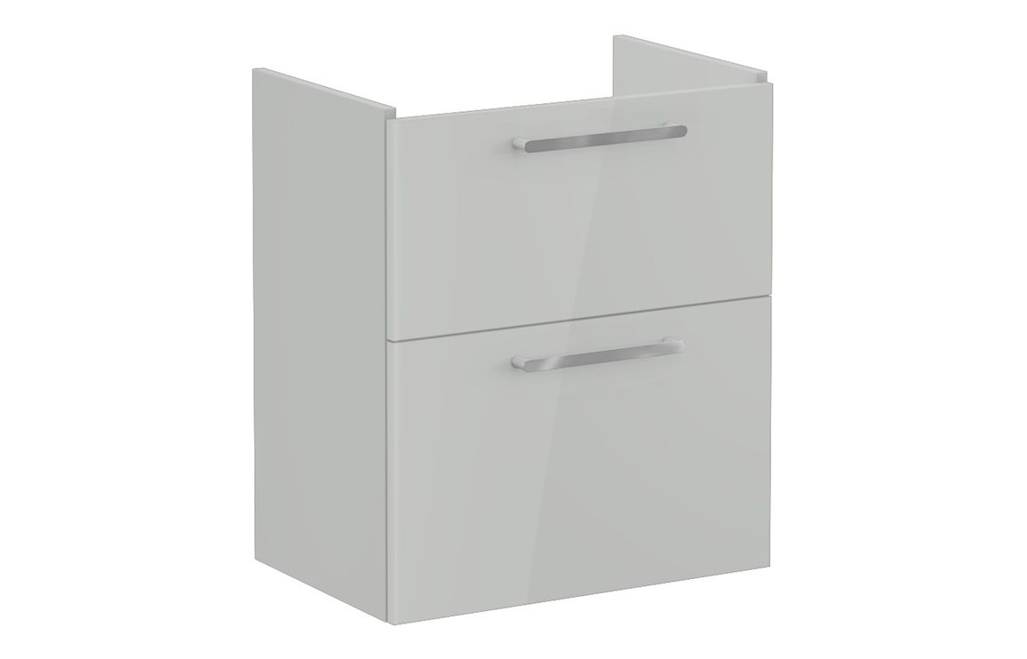 VitrA Root Flat 60cm 2 Drawer Slim Washbasin Unit - Shiny Pearl Grey,Furniture