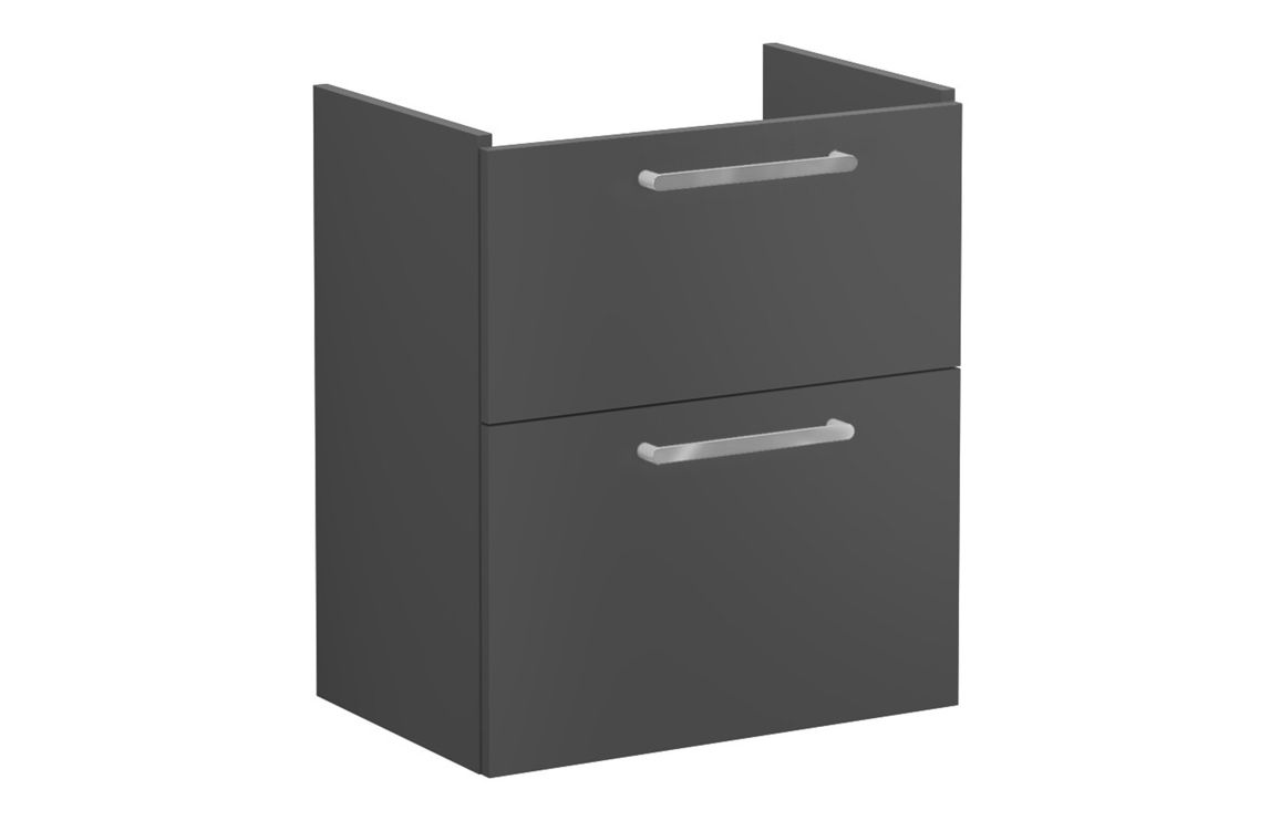 VitrA Root Flat 60cm 2 Drawer Slim Washbasin Unit - Matt Storm Grey,Furniture