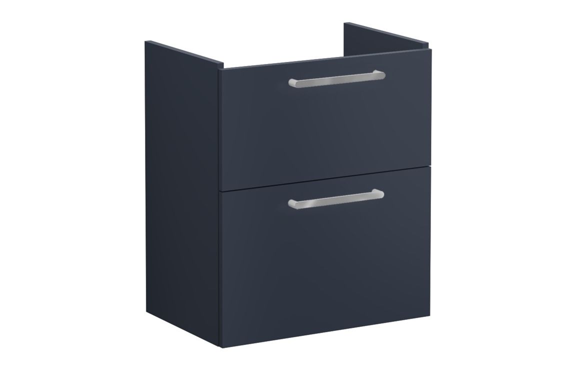 VitrA Root Flat 60cm 2 Drawer Slim Washbasin Unit - Matt Dark Blue,Furniture
